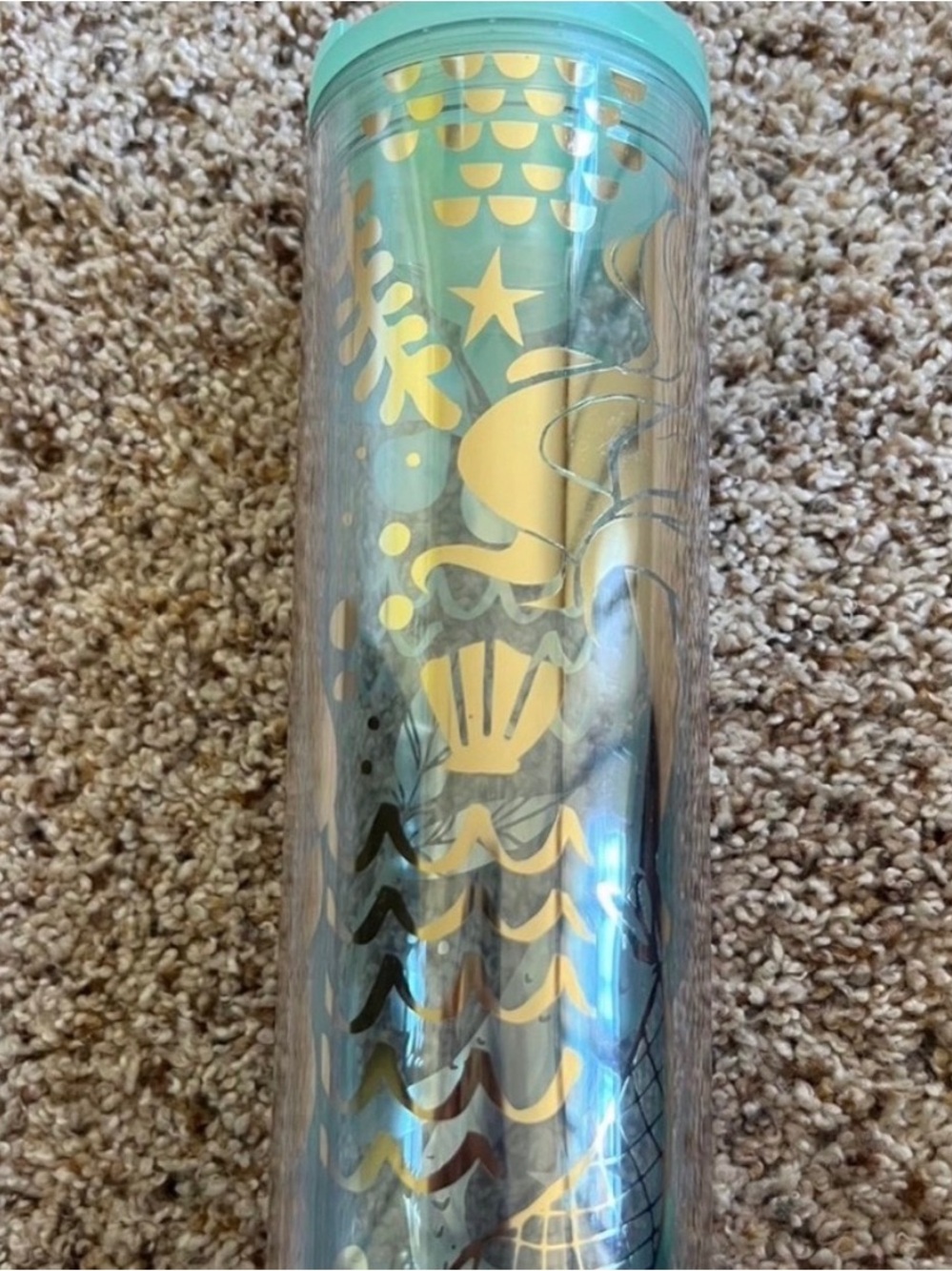 Starbuck’s Aqua and Gold Mermaid Shell Decorative Tumbler ⭐️